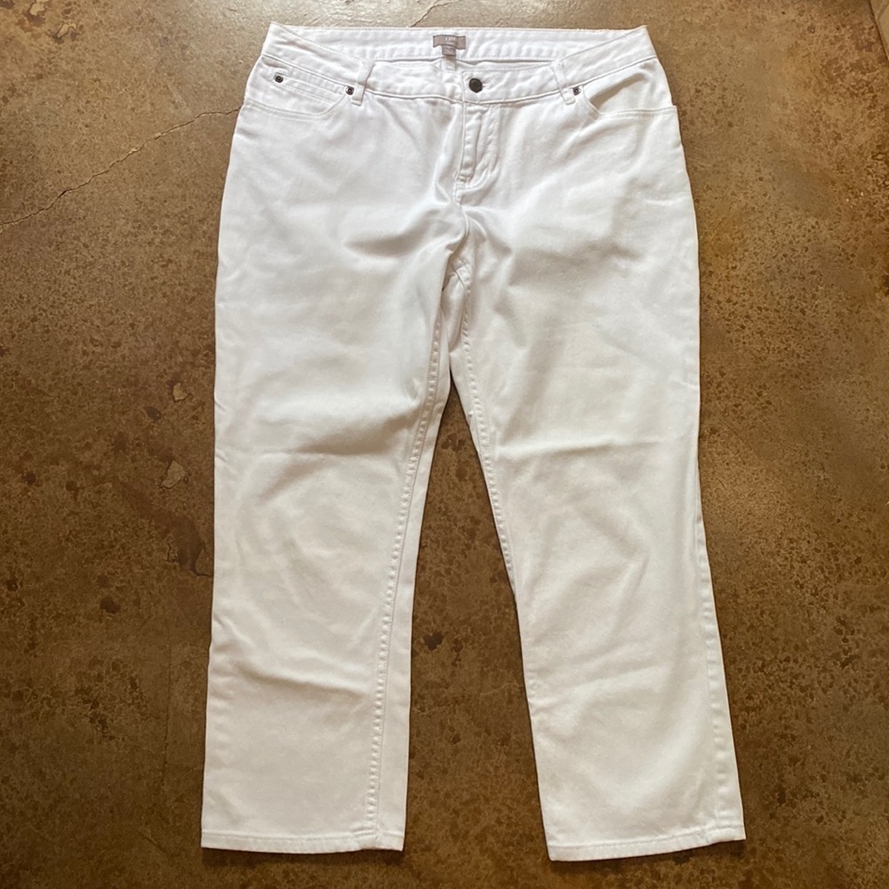J.JILL white cropped stretch straight leg‎ ankle jeans - Picture 2 of 6
